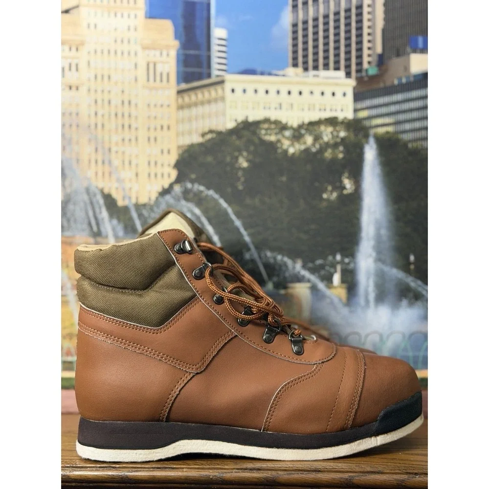 Vintage Cabelas Felt Bottom Faux Leather Wader Boots Size 10